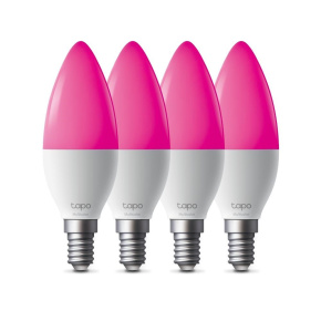 TP-Link Tapo L430C(4-pack) chytrá WiFi stmívatelná LED žárovka (barevná,2500K-6500K,470lm,2,4GHz,E14)