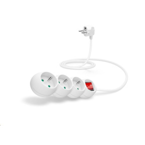 Predlžovací kábel CONNECT IT 230 V, 3 zásuvky, 1,5 m, s vypínačom (biely) Predlžovací kábel CONNECT IT 230 V, 3 zásuvky, 1,5 m, s vypínačom (biely)