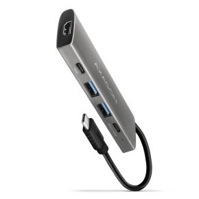 AXAGON HMC-5G21, USB 10Gb/s hub, porty 2x USB-A, 2x USB-C, HDMI 4k/30, PD 60W, kábel USB-C 13cm