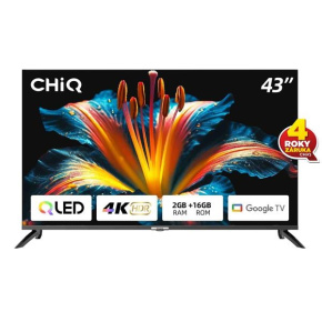 CHiQ U43QST TV 43", UHD, QLED, ultratenká, Google TV, DLG 120 Hz, Dolby Audio, Frameless, metalická