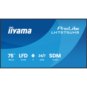 75" iiyama LH7575UHS-B2AG: IPS, 4K UHD, Android, 24/7