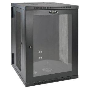 Skriňa SmartRack 18U, Š=600mm, Hl=550mm, hĺbka pre prepínače, presklené dvere, montáž na stenu