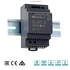 MEANWELL - DDR-60L-24 Menič DC/DC na DIN lištu