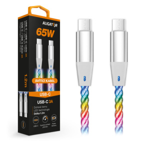 ALIGATOR Dátový kábel LIGHT 3A, 65W USB-C/USB-C 1,2m