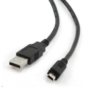 Kábel USB GEMBIRD 2.0 Prepojenie A-Mini B (5pin), pozlátené kontakty, 1,8 m, čierne Kábel USB GEMBIRD 2.0 Prepojenie A-Mini B (5pin), pozlátené kontakty, 1,8 m, čierne