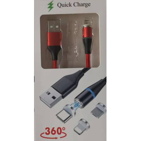 PREMIUMCORD Magnetický nabíjací a dátový kábel micro USB a USB-C 1 m, červený PREMIUMCORD Magnetický nabíjací a dátový kábel micro USB a USB-C 1 m, červený