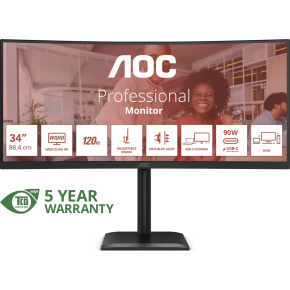 AOC/CU34E4CV/34"/VA/wQHD/120Hz/4ms/Čierna/5R