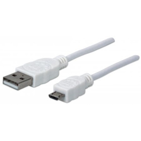 MANHATTAN Pripojovací kábel USB 2.0 A samec / Micro-B samec, 1.8 m, biela MANHATTAN Pripojovací kábel USB 2.0 A samec / Micro-B samec, 1.8 m, biela
