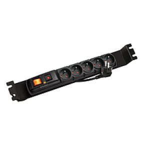 Napájací panel ACAR F5 FA 3m 5 pozícií BK vrátane držiakov do 19" líšt 1U, ACAR-F5-FA