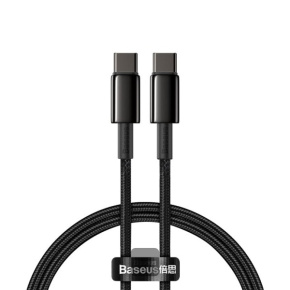 Baseus rýchlonabíjací dátový kábel Tungsten Gold 100W 1m USB-C na USB-C čierny