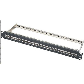 XtendLan Patch panel, 19'', 24 portů, vyjmutelné keystone, Cat6a, stíněný