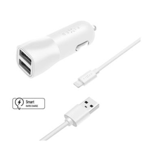 FIXED 2xUSB, USB/Lightning, 1m MFI, 15W, biela