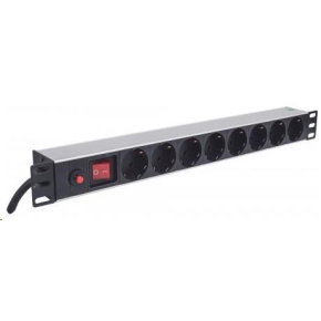Intellinet 19" 1U Rackmount 8-Way Power Strip - nemecký typ, distribučný panel, 8x DE zásuvka, 3m kábel Intellinet 19" 1U Rackmount 8-Way Power Strip - nemecký typ, distribučný panel, 8x DE zásuvka, 3m kábel