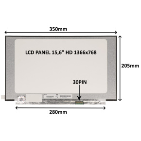 LCD PANEL 15,6" HD 1366x768 30PIN MATNÝ / BEZ ÚCHYTOV