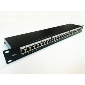 Patch panel 24p.Cat6A STP 1U osadený čierny