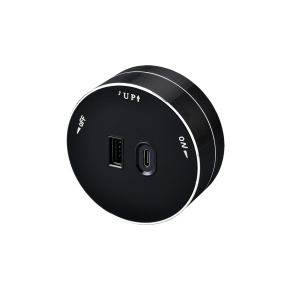 Zásuvkový modul Viking A60B, čierna/výstupy - 1xUSB-A, 1xUSB-C/výkon až 2500W/230V,16A,50Hz