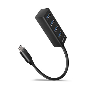 AXAGON HUE-M1C, 4x USB 3.2 Gen 1 MINI hub, kovový, kábel USB-C 20cm