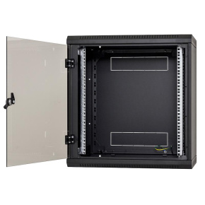 Nástenný rack jednodielny 12U (š)600x(h)595 perforované dvere čierny