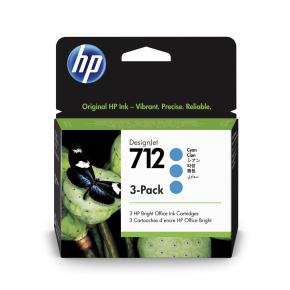 HP 712 Ink. náplň azúrová, trojbalenie; 3ED77A