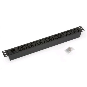 TRITON 19" rozvodný panel 24x230V zásuvka, 2m kabel,16A IEC60309, černý