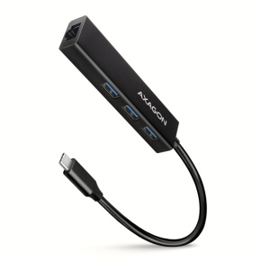 AXAGON HMC-GL3A, USB 3.rozbočovač 2. generácie, 3x USB-A + gigabitový ethernetový port, kov, 20 cm kábel USB-C AXAGON HMC-GL3A, USB 3.rozbočovač 2. generácie, 3x USB-A + gigabitový ethernetový port, kov, 20 cm kábel USB-C