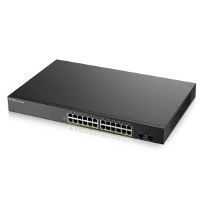 Zyxel GS1900-24HP v2 26portový gigabitový webový inteligentný PoE prepínač, 24x gigabitový RJ45, 2x SFP, rozpočet PoE 170W