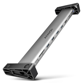 AXAGON HMC-10HLS, USB 5Gbps hub, 4x USB-A, HDMI 4k/60Hz, RJ-45 GLAN, SD/mSD, PD 100W, kábel 25cm