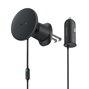 Baseus Magnetický držiak do ventilačnej mriežky s nabíjačkou USB-A 15W+25W čierny Baseus Magnetický držiak do ventilačnej mriežky s nabíjačkou USB-A 15W+25W čierny