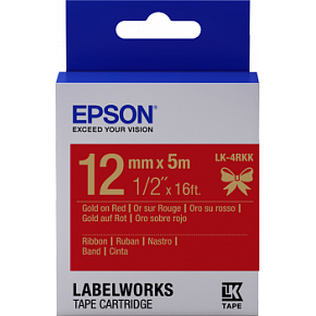 Epson zásobník so štítkami – saténový pásik, LK-4HKK, zlatá/červená, 12 mm (5 m) Epson zásobník so štítkami – saténový pásik, LK-4HKK, zlatá/červená, 12 mm (5 m)