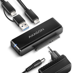 AXAGON ADSA-FPX, USB-C 10Gbps - SATA 6G, 2.5 "/3.5" SSD / HDD FAST PORT X adaptér, vr. AC napájače