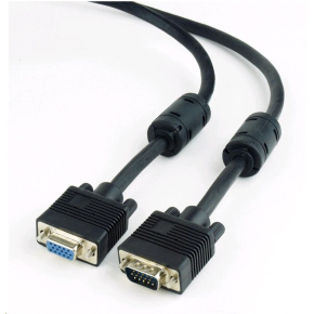 Predlžovací kábel GEMBIRD VGA 1,8 m, čierny (HD15M/F, dvojité tienenie, feritové jadrá) Predlžovací kábel GEMBIRD VGA 1,8 m, čierny (HD15M/F, dvojité tienenie, feritové jadrá)