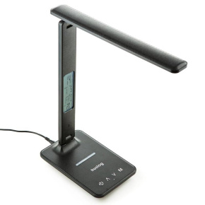 Stolová LED lampička Huslog čierna s displejom a bezdrôtovou nabíjačkou Stolová LED lampička Huslog čierna s displejom a bezdrôtovou nabíjačkou
