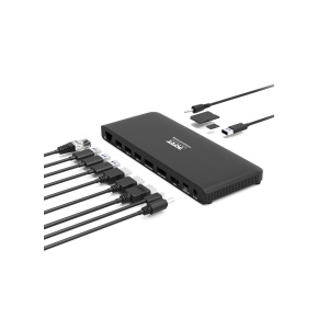 PORT CONNECT Dokovacia stanica pre kancelárie, USB-C, 2x4K, čierna