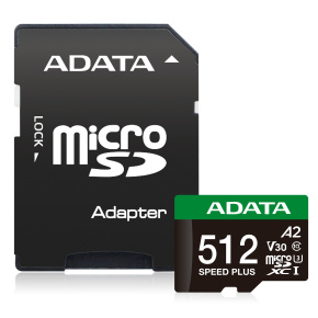 Adata Speed Plus/Micro SD/512GB/UHS-I U3/Class 10/+ Adaptér Adata Speed Plus/Micro SD/512GB/UHS-I U3/Class 10/+ Adaptér