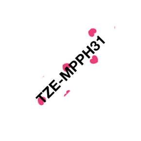 Brother TZe-MPPH31, ružové srdiečka/čierna, 12mm Brother TZe-MPPH31, ružové srdiečka/čierna, 12mm