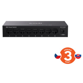 Tenda TEG2208D Websmart L2 cloud managed switch, 8x 10/100/1000 Mbps, Kov, Fanless - bez ventilátorov