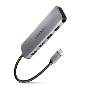 AXAGON HMC-HCR3A, USB 3.2 Gen 1 hub, porty 3x USB-A, HDMI 4k/30Hz, SD/microSD, kábel USB-C 20cm