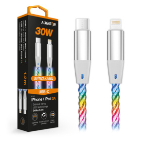 ALIGATOR Dátový kábel LIGHT 3A, 30W USB-C/Lightning 0,5m