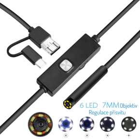 W-Star Endoskopická kamera UCAM7x5 sonda 7mm 5m mäkký kábel 640x480, konektor 3v1