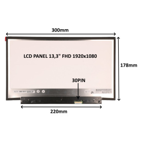 LCD PANEL 13,3" FHD 1920x1080 30PIN MATNÝ / BEZ ÚCHYTOV