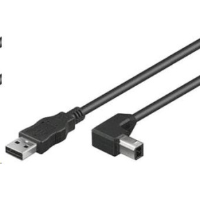 Kábel USB PREMIUMCORD 2.0 Konektor A-B 2m - ohnutý konektor B 90° Kábel USB PREMIUMCORD 2.0 Konektor A-B 2m - ohnutý konektor B 90°