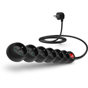 Predlžovací kábel CONNECT IT 230 V, 6 zásuviek, 5 m, s vypínačom (čierny) Predlžovací kábel CONNECT IT 230 V, 6 zásuviek, 5 m, s vypínačom (čierny)