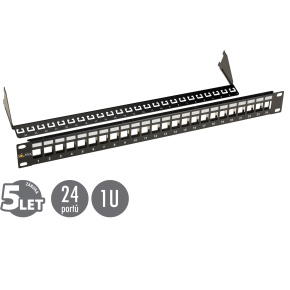 19" modulárny neosadený patch panel Solarix 24 portov čierny 1U SX24M-0-STP-BK-UNI