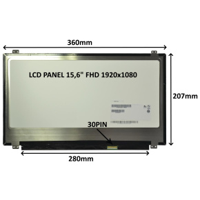 LCD PANEL 15,6" FHD 1920x1080 30PIN MATNÝ / ÚCHYTY HORE A DOLE