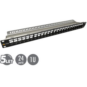 19" modulárny neosadený patch panel Solarix 24 portov 1U SX24M-0-STP-BK-UNI-N
