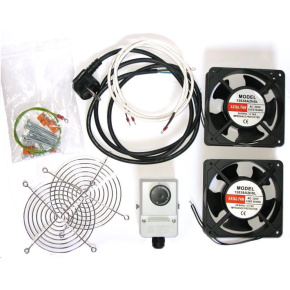 19" ventilace pro nástěnné rozvaděče XtendLan, termostat, 2 ventilátory 120mm, napájecí kabel, spojovací materiál