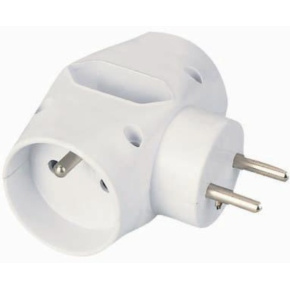 PremiumCord Roztrojka 230V 10A, 2x guľatá +1x plochá zásuvka, biela