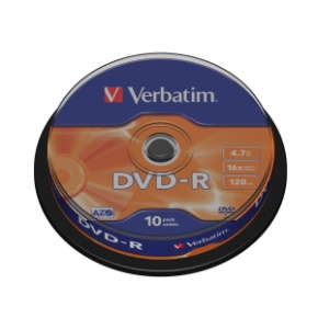 VERBATIM DVD-R(10-Pack)Spindl/MattSlvr/16x/4.7GB