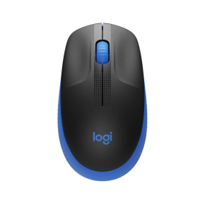 Logitech M190/Kancelárska/Optická/1 000 DPI/Bezdrôtová USB/Čierna-modrá
