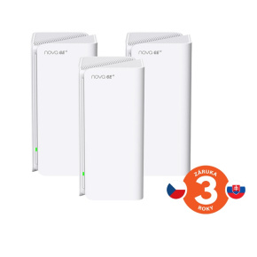 Tenda Nova MX21 Pro (3-pack) WiFi6E AXE5700 Mesh Gigabit systém, 9x GLAN/GWAN, WPA3, VPN, CZ app